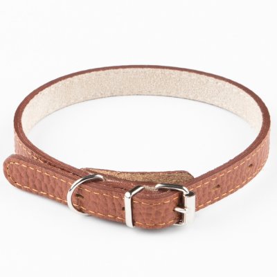 Ошейник для собак Mr.Kranch из натуральной кожи прямой, коричневый 17-20см