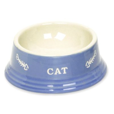 Миска для животных Nobby керамика голубая с рисунком CAT 14x4,8см
