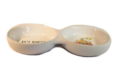 Petmax Миска керамическая двойная для кошек Мышь, 2х80 мл, диаметр 11 см,белая