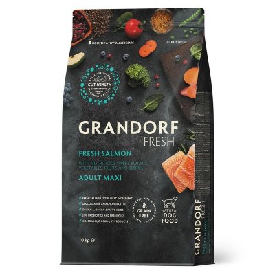 Grandorf Fresh Dog Adult Maxi сухой корм для взрослых собак крупных пород, с ЛОСОСЕМ и бататом - 10 кг