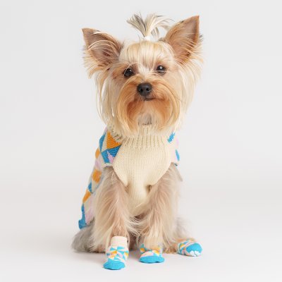 Petmax Свитер с ромбами для кошек и собак, M, бело-синий