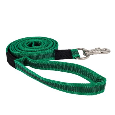 Каскад Поводок нейлоновый с латексной нитью двухсторонний для собак, ширина 20 мм, длина 2 м, зеленый