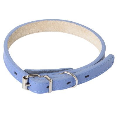 Ошейник для собак Mr.Kranch из натуральной кожи прямой, васильковый 48-60см