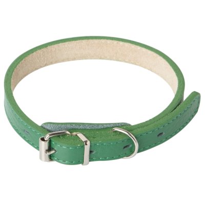 Ошейник для собак Mr.Kranch из натуральной кожи прямой, зеленый 17-20см