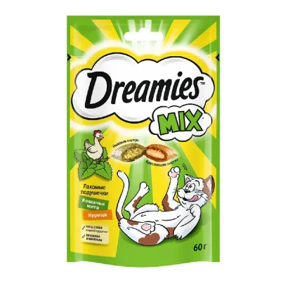 Dreamies Лакомство Подушечки с курицей и мятой для кошек, 60 гр.