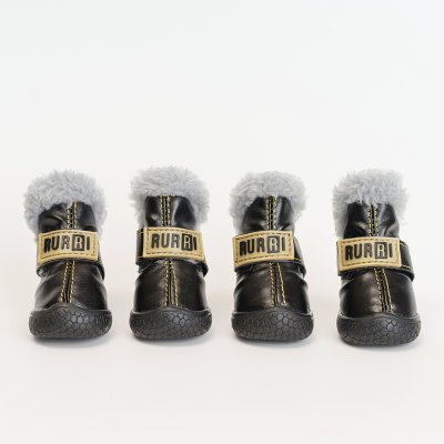 RURRI Ботинки с мехом для собак, XL, черный