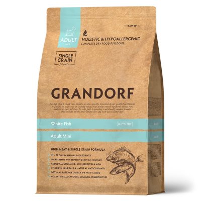 Корм для собак GRANDORF Dog White Fish Mini для мелких пород, белая рыба сух. 3кг