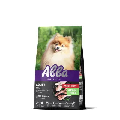 АВВА Adult Сухой корм на основе свежего мяса для взрослых собак мелких пород, с ягненком и индейкой, 400 гр.