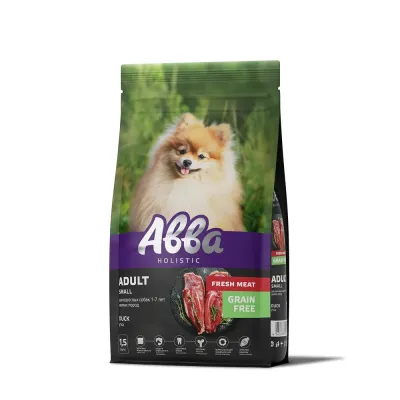 АВВА Adult Сухой корм на основе свежего мяса для взрослых собак мелких пород, с уткой, 1,5 кг