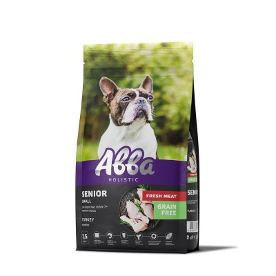 АВВА Senior Сухой корм на основе свежего мяса для собак мелких пород, с индейкой, 1,5 кг