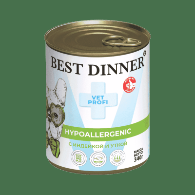 Корм для собак Best Dinner Vet Profi Exclusive Hypoallergenic индейка с уткой банка 340г