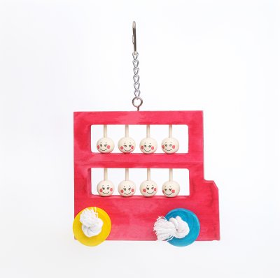 Petmax Игрушка для птиц Веселый автобус, 15,6x6x14,2 см, длина с карабином 23,5 см