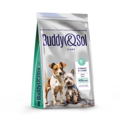 Buddy&Sol Care Сухой корм для взрослых собак мелких пород, с индейкой и ягненком, 3 кг