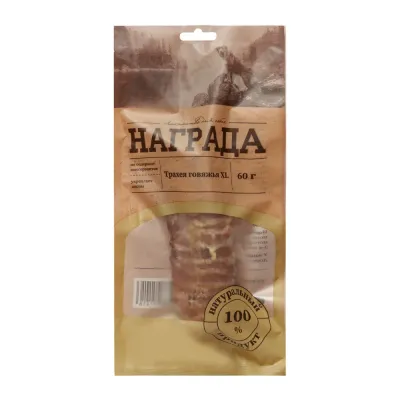 Награда Лакомство Трахея говяжья для собак, XL, 60 гр.