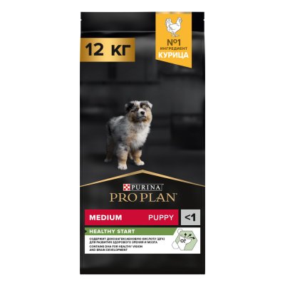 Корм для щенков Pro Plan Healthy Start для средних пород, с курицей сух. 12кг