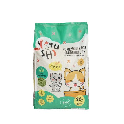 Youshi Наполнитель комкующийся для кошачьего туалета Тофу, 26 л (10 кг), с ароматом зеленого чая