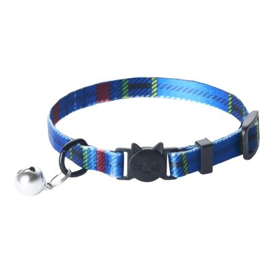 Ошейник для кошек ZOO ONE "Шотландка" с безопасной пряжкой, бубенчиком синий 10ммх18-28см