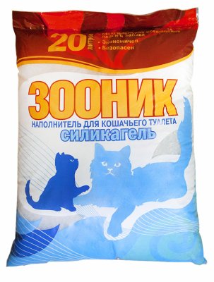 Наполнители Зооник Наполнитель для кошачьего туалета, силикагелевый 20л. (8.9 кг)