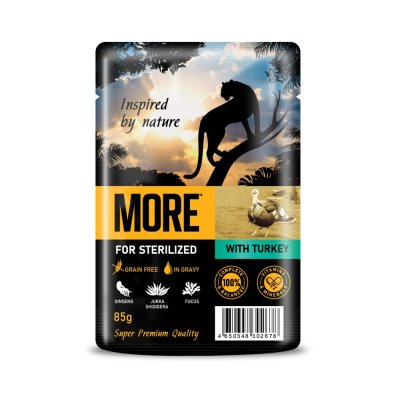 Корм для кошек MORE для стерилизованных, индейка в соусе пауч 85г