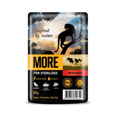 Корм для кошек MORE для стерилизованных, говядина в соусе пауч 85г