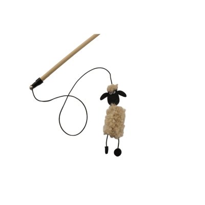 Игрушка для кошек ХОРОШКА Дразнилка Барашек из натурального меха 45х7х2,5см