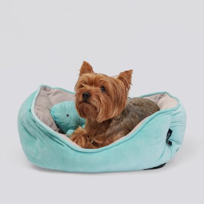 RURRI Лежак с игрушкой для кошек и собак мелких пород Слонёнок, 54х45х17 см, бирюзовый