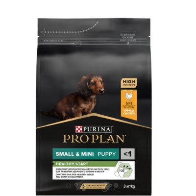 ProPlan Healthy Start Сухой корм для щенков мелких и карликовых пород, с курицей, 3 кг