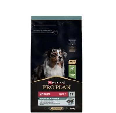 ProPlan Sensitive Digestion Сухой корм для взрослых собак средних пород с чувствительным пищеварением, с ягненком, 1,5 кг