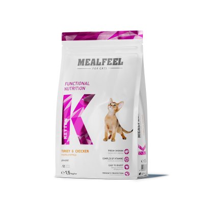 Mealfeel Kitten Сухой корм для котят до 12 месяцев, с индейкой и курицей, 1,5 кг