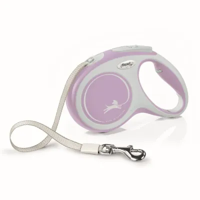 Flexi Рулетка для собак New Comfort, S, до 15 кг, ремень 5 м, светло-розовый