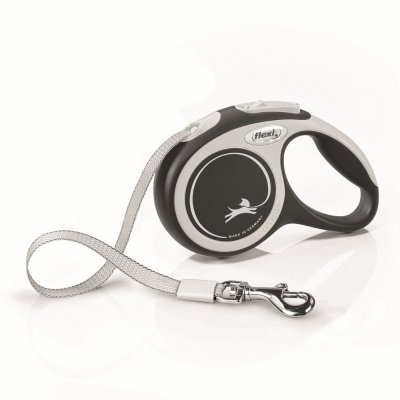 Flexi Рулетка для собак New Comfort, XS, до 12 кг, ремень 3 м, черно-белый