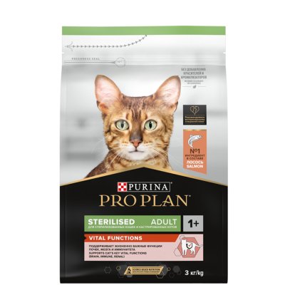 ProPlan Vital Functions Cухой корм для поддержания органов у стерилизованных взрослых кошек, с лососем, 3 кг