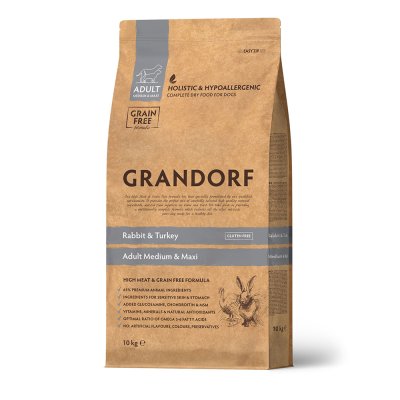 Grandorf Holistic Adult Medium & Maxi Сухой корм для взрослых собак средних и крупных пород, с кроликом и индейкой, 10 кг
