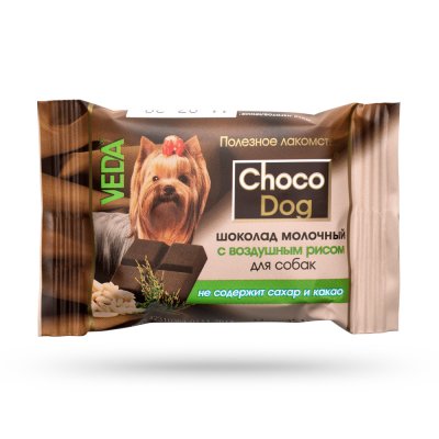 Choco dog Лакомство Молочный шоколад с воздушным рисом для собак, 15 гр.