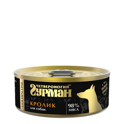 Четвероногий Гурман Golden Line Влажный корм (консервы) для собак, с кроликом, 100 гр.