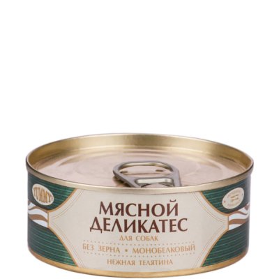 Yummy Влажный корм (консервы) для собак Мясной Деликатес, с натуральной телятиной в желе, 100 гр.