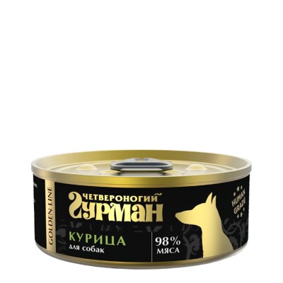 Четвероногий Гурман Golden Line Влажный корм (консервы) для собак, с курицей, 100 гр.