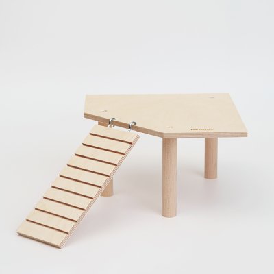 Petmax Полка с лесенкой угловая для грызунов, 22x22х12 см