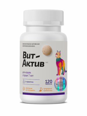 Витамины и добавки Фармакс Биологически активная кормовая добавка Вит-Актив для кошек старше 7 лет (120 таб.)