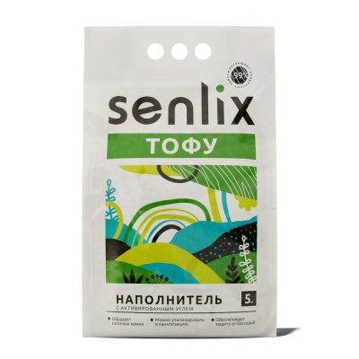 SENLIX Наполнитель соевый комкующийся c активированным углем для туалета кошек и котят Тофу, 5 кг