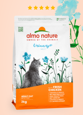 Холистики Almo Nature HOLISTIC Cухой корм для взрослых кошек со свежей курицей для профилактики мочекаменной болезни, Urinary Help, Fresh Chiсken (400 г)