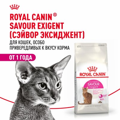 Сухие корма Royal Canin Корм сухой сбалансированный для привередливых взрослых кошек от 1 года, Savour Exigent (2 кг)