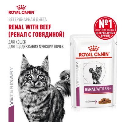 Корм для кошек ROYAL CANIN Renal для поддержания функции почек, говядина пауч 85г