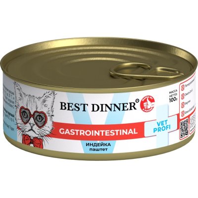 Корм для кошек Best Dinner Vet Profi Exclusive Gastro Intestinal индейка банка 100г