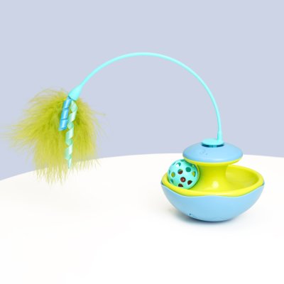 HiPet Игрушка для кошек интерактивная Дразнилка с мячиком, диаметр 11 см, высота 8 см, размер с дразнилкой 17 см высота, 20 см ширина