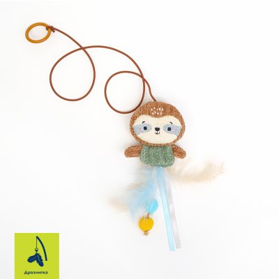 RURRI Игрушка для кошек Дразнилка Ленивец, 14х7х3,5 см