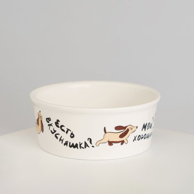 RURRI Миска фарфоровая для кошек и собак Вкусняшки, 450 мл, белый
