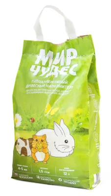 Мир чудес Наполнитель гранулированный гипоаллергенный, из лиственных пород древесины, для грызунов, 4,5 л