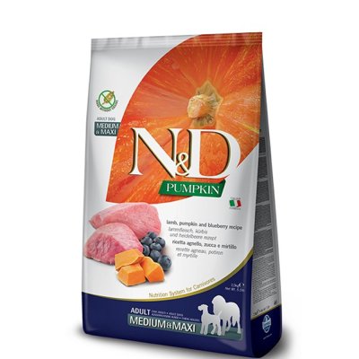 Farmina N&D Pumpkin Сухой корм для собак средних и крупных пород, с ягненком, тыквой и черникой, 2,5 кг