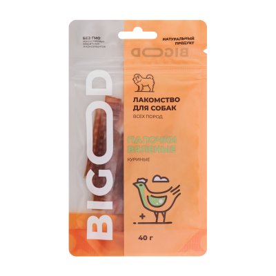BIGOOD Лакомство Палочки вяленые куриные для собак всех пород, 40 гр.